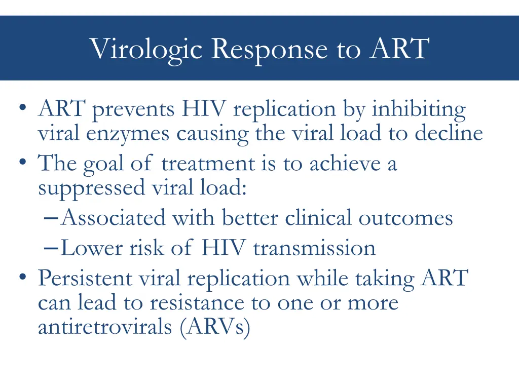 virologic response to art