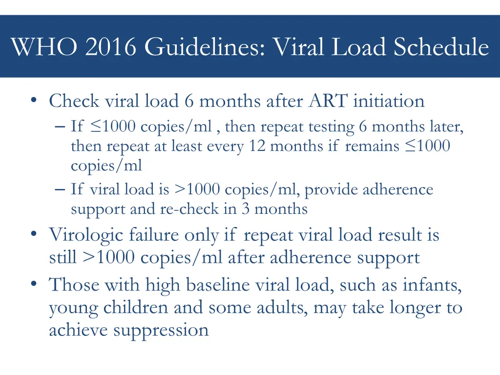 who 2016 guidelines viral load schedule