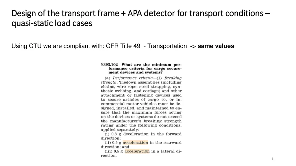 design of the transport frame apa detector 1