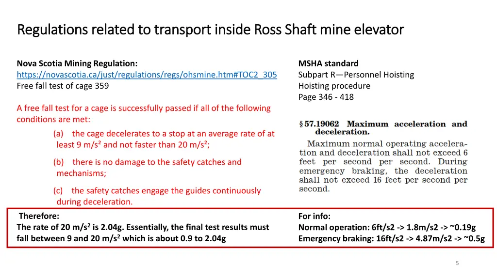 regulations related to transport inside ross