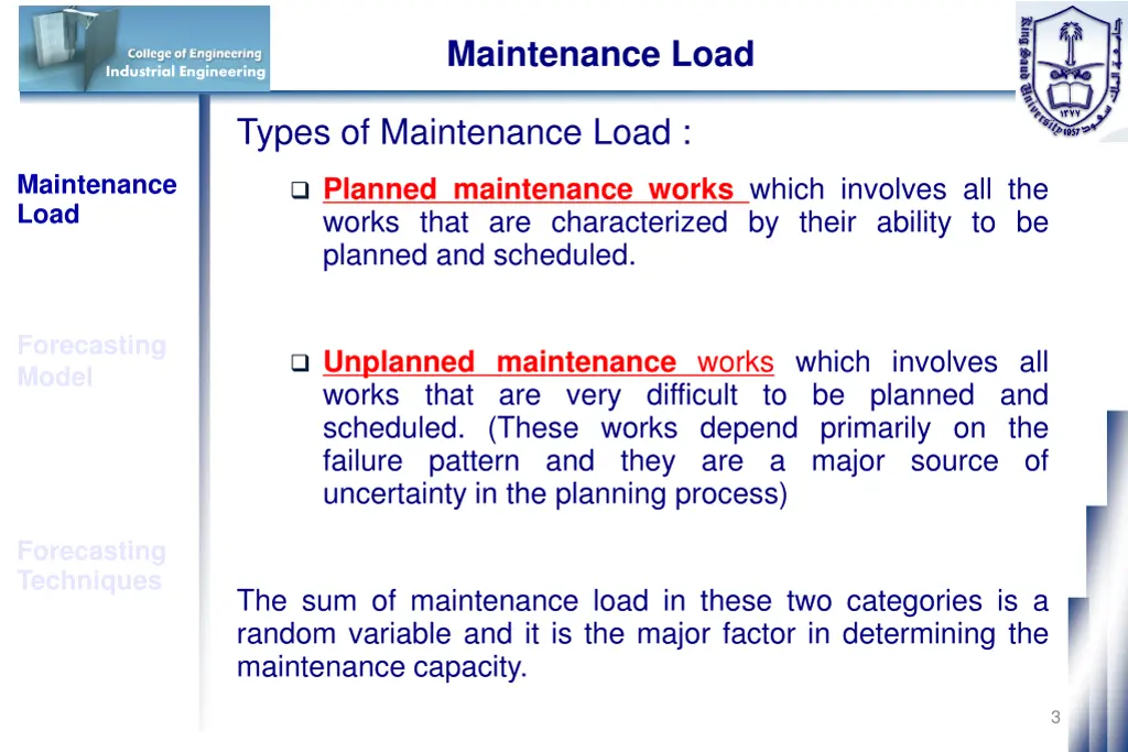 maintenance load 1