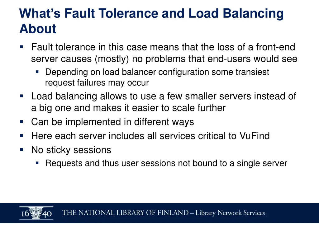 what s fault tolerance and load balancing about