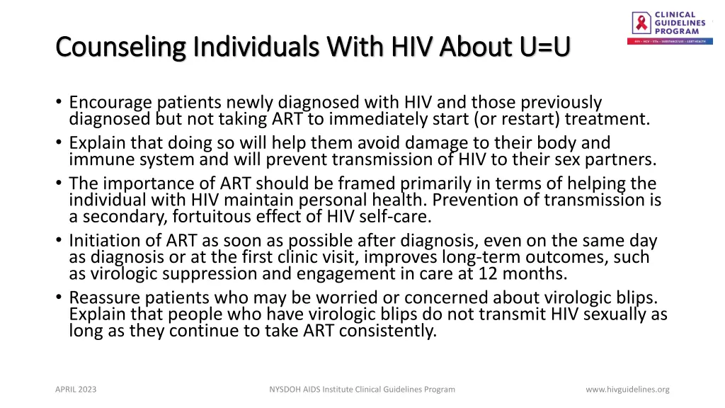 counseling individuals with hiv about