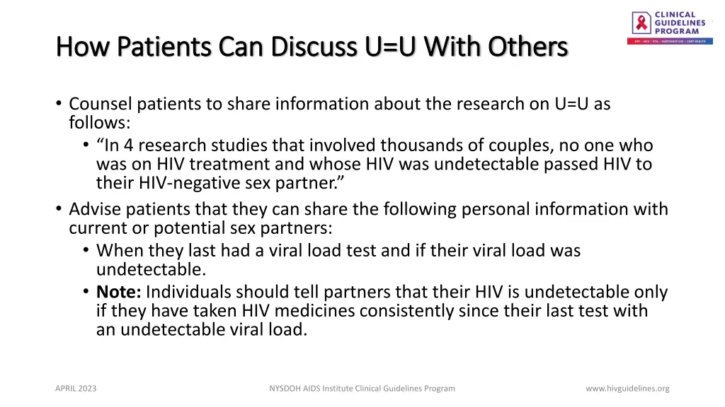 how patients can discuss u u with others