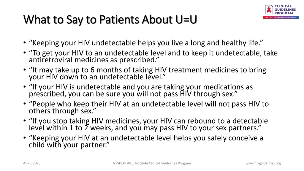 what to say to patients about u u what