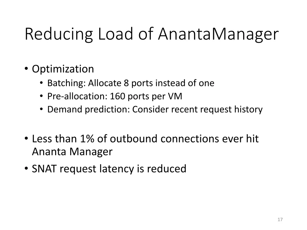 reducing load of anantamanager