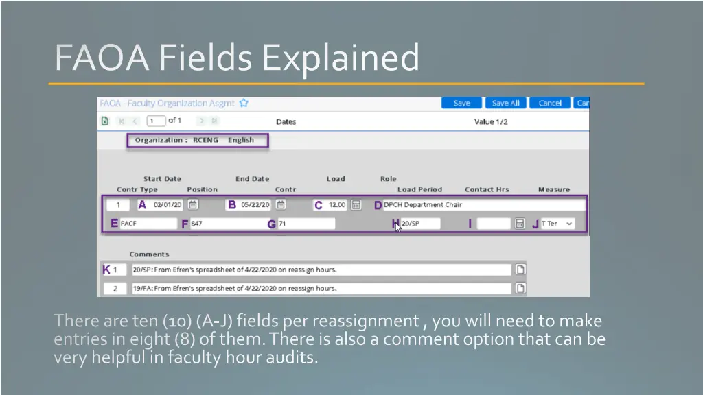 faoa fields explained