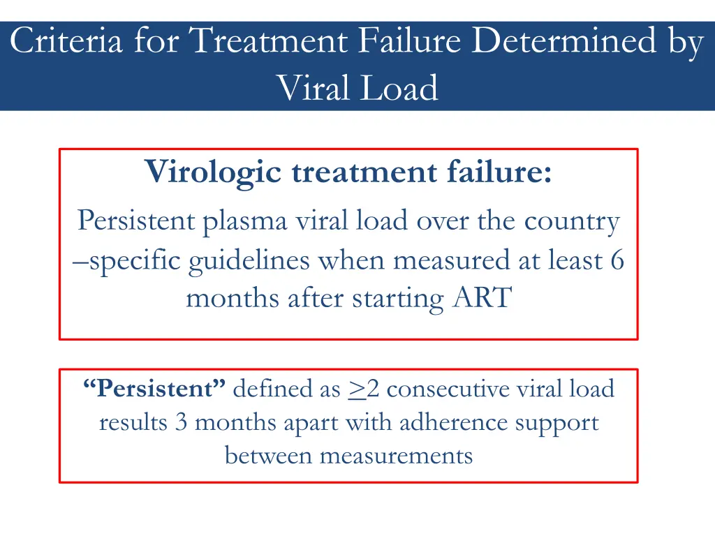 criteria for treatment failure determined