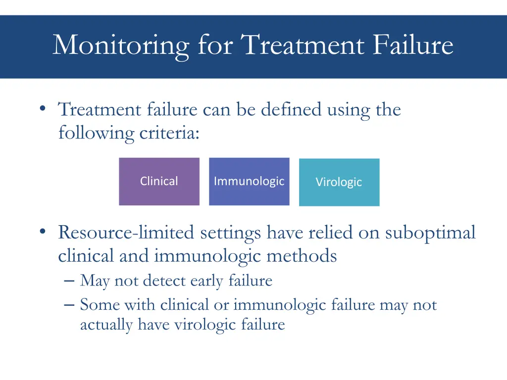 monitoring for treatment failure