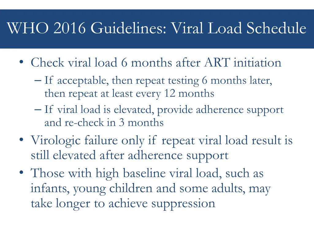 who 2016 guidelines viral load schedule