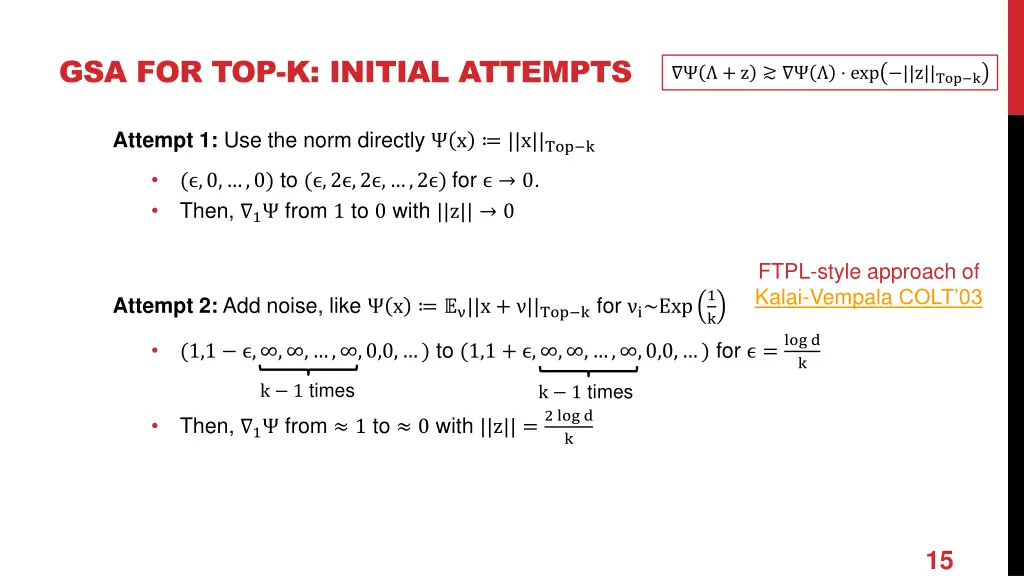 gsa for top k initial attempts