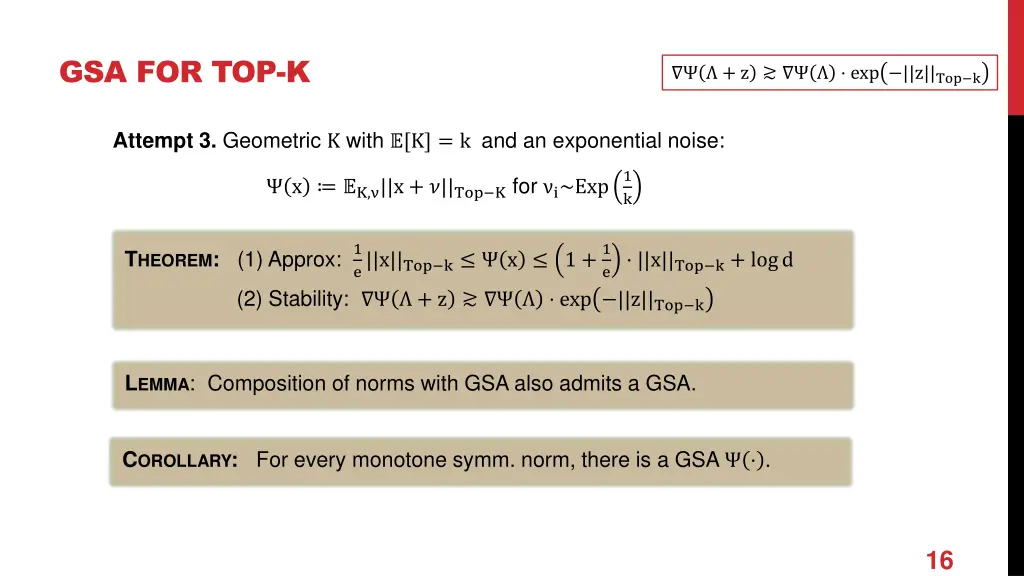 gsa for top k