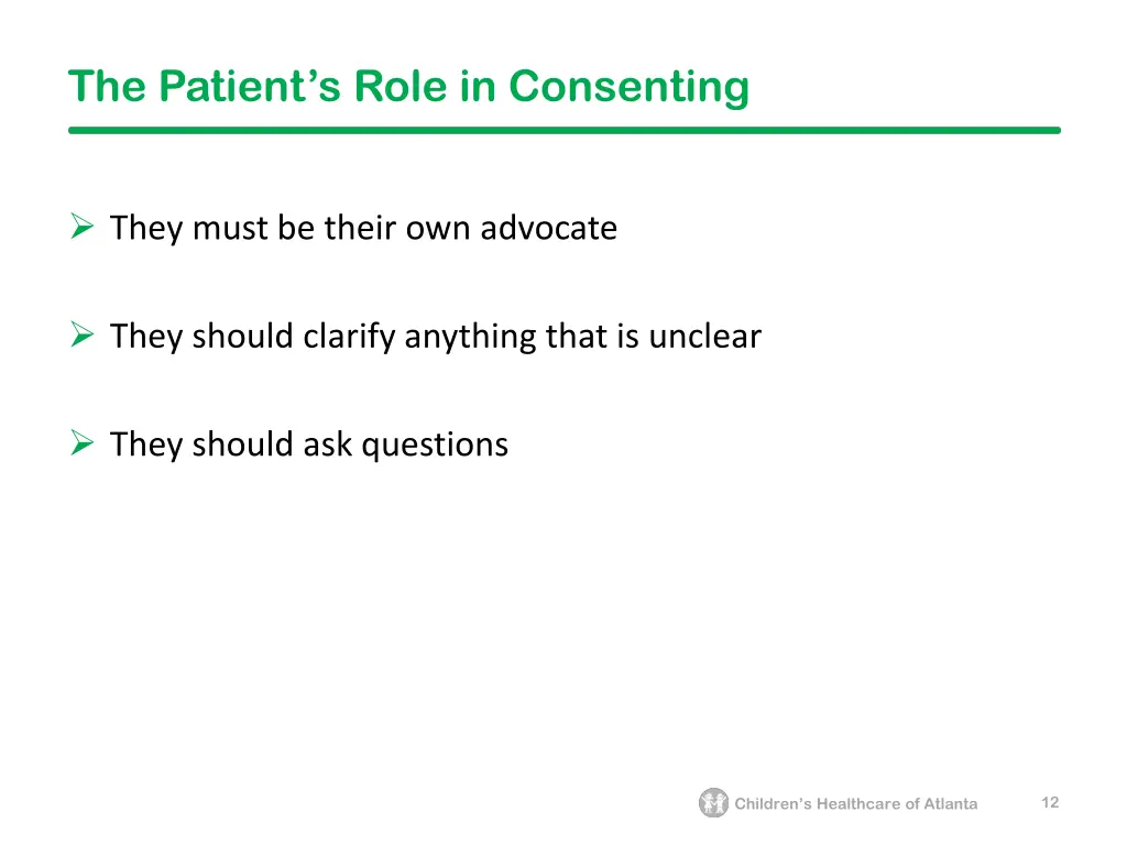 the patient s role in consenting