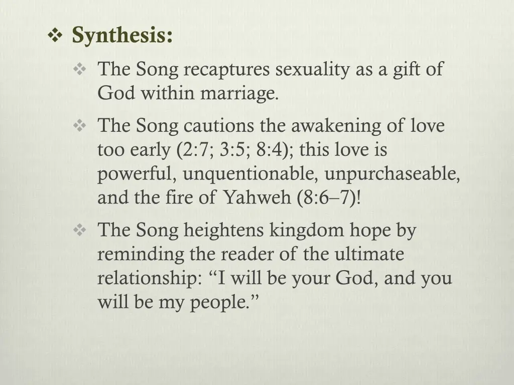 synthesis the song recaptures sexuality as a gift