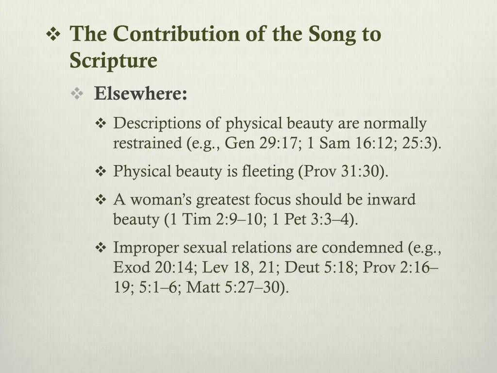 the contribution of the song to scripture