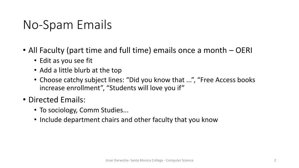 no spam emails