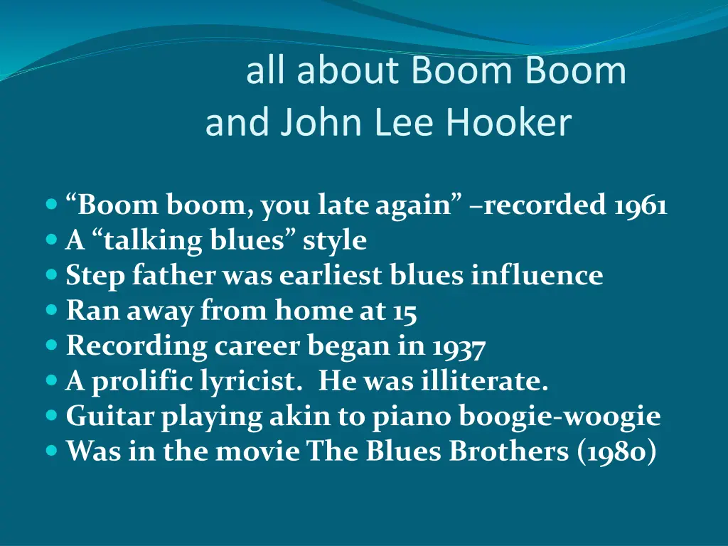 all about boom boom and john lee hooker