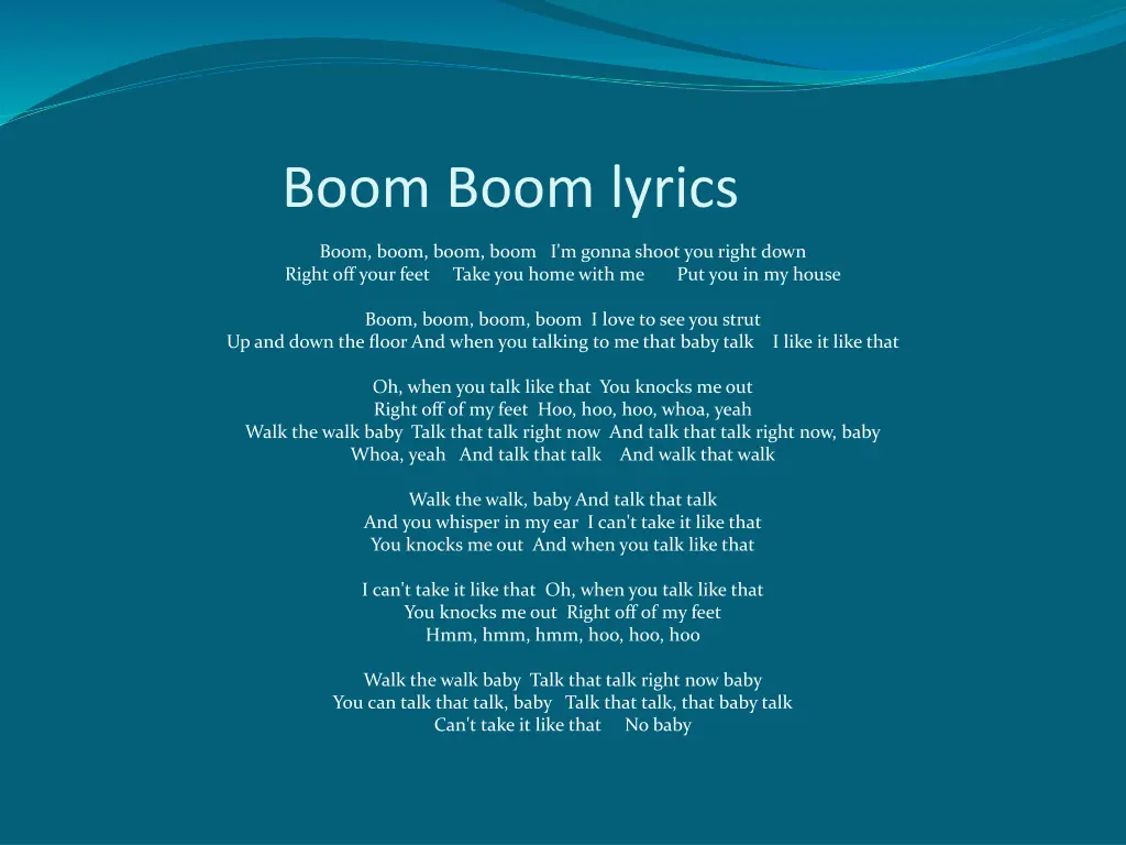 boom boom lyrics