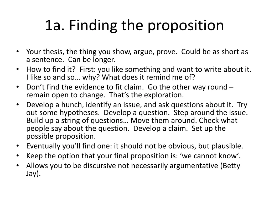 1a finding the proposition