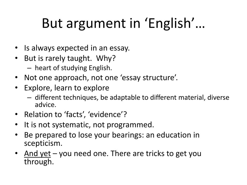 but argument in english