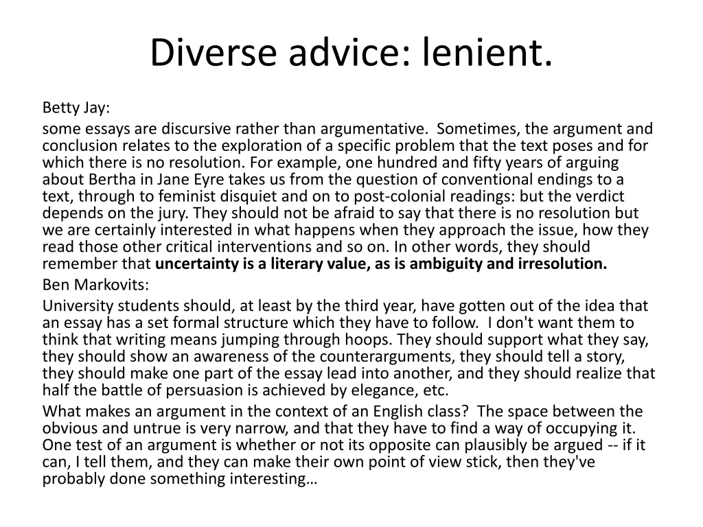 diverse advice lenient