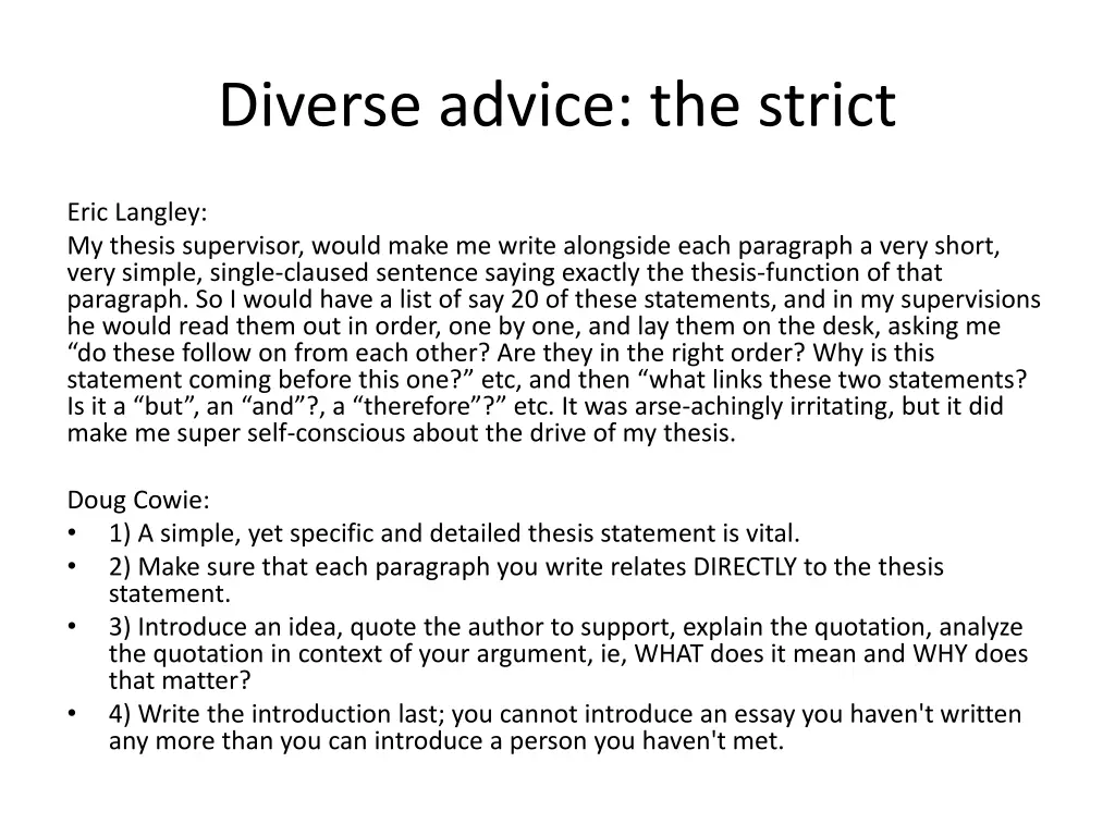 diverse advice the strict