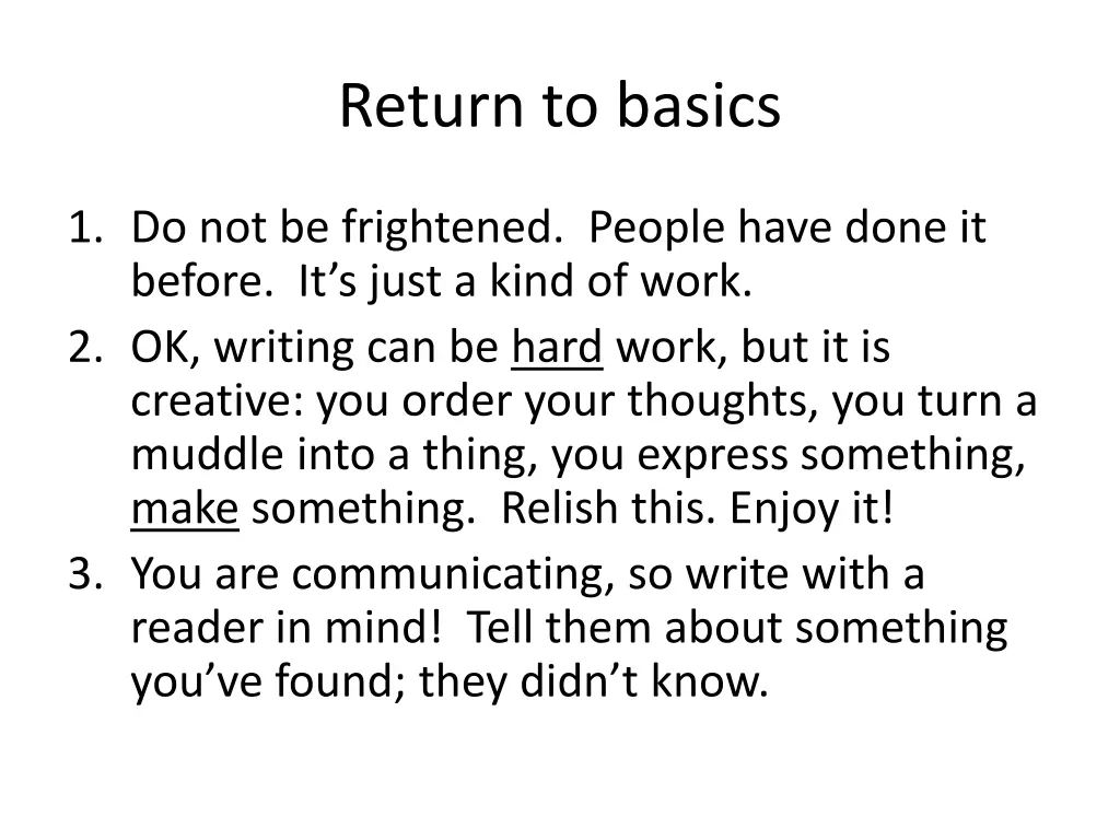 return to basics