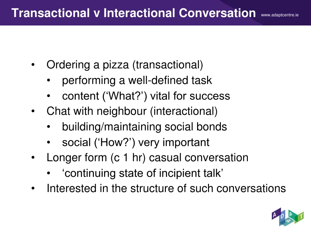 transactional v interactional conversation