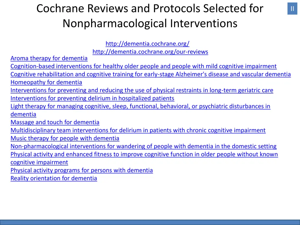 cochrane reviews and protocols selected