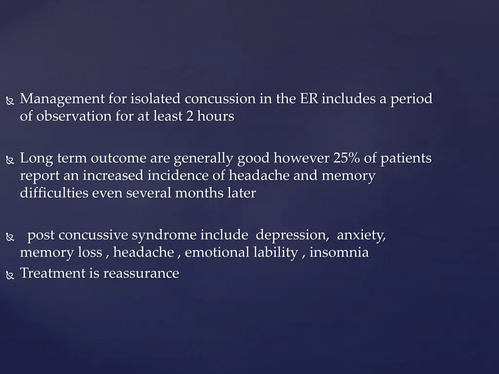 management for isolated concussion