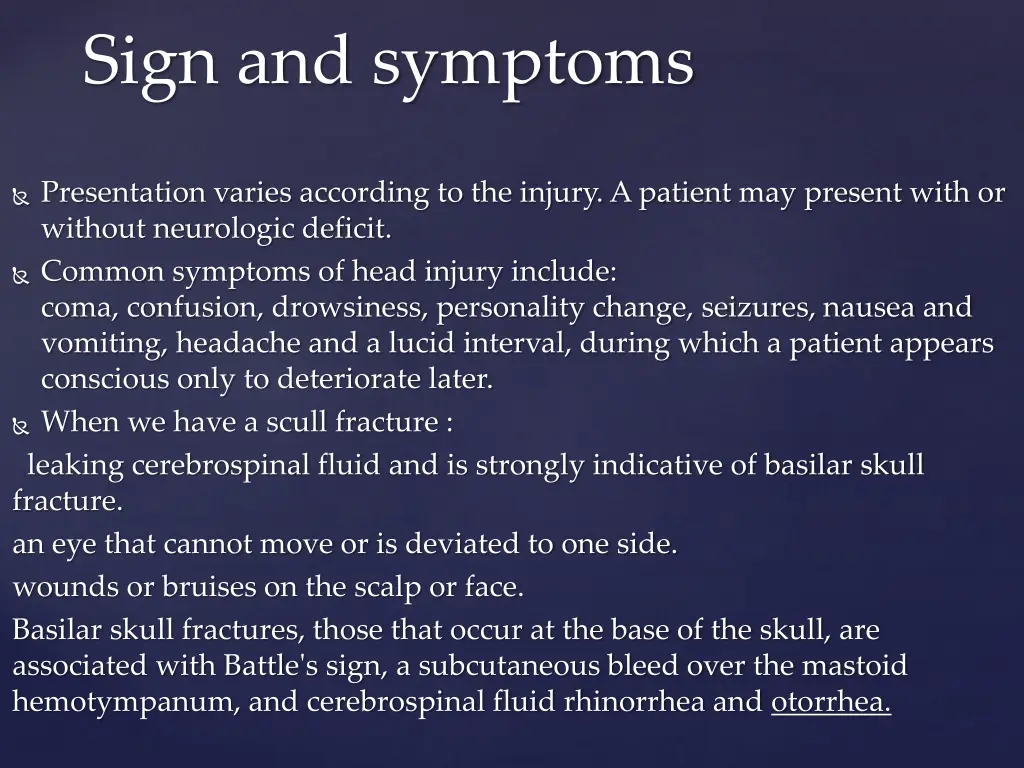 sign and symptoms