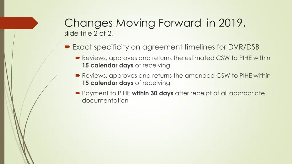 changes moving forward in 2019 slide title 2 of 2