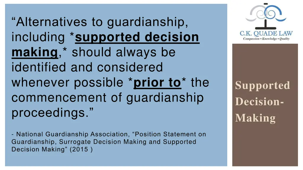 alternatives to guardianship including supported