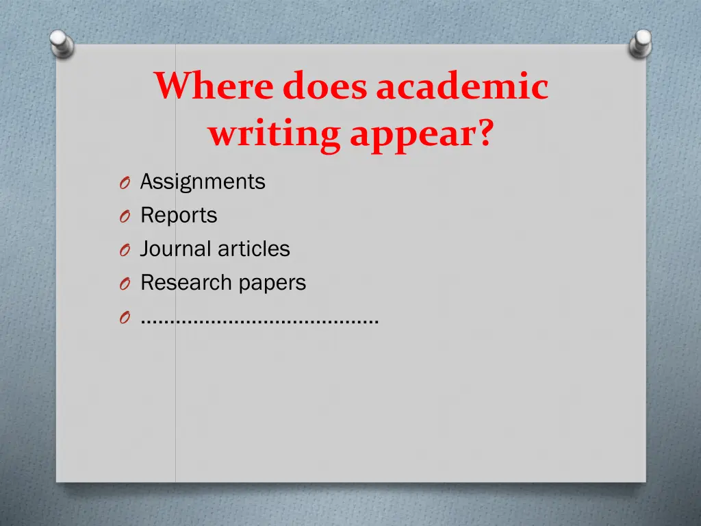 where does academic writing appear