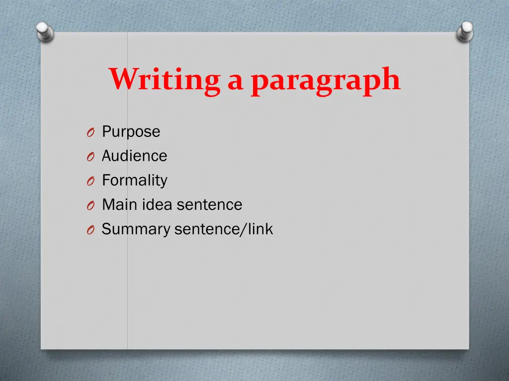 writing a paragraph