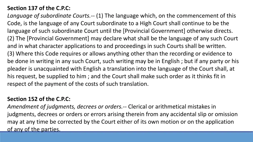 section 137 of the c p c language of subordinate