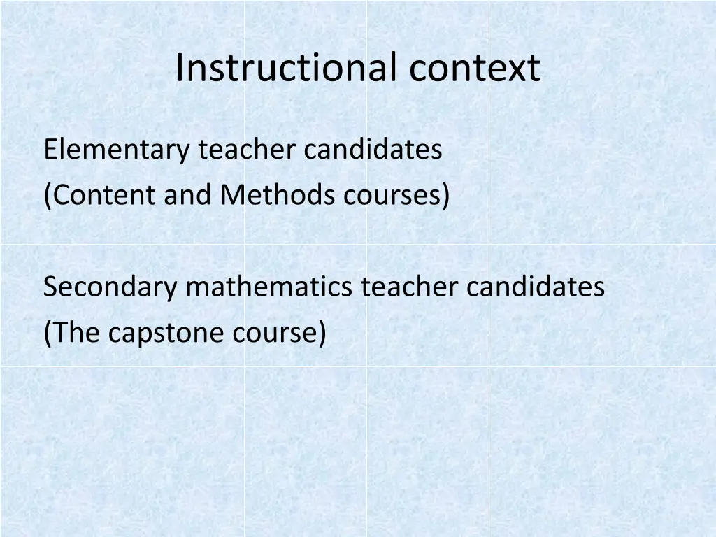 instructional context