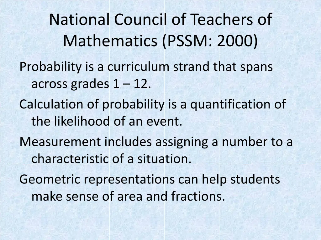 national council of teachers of mathematics pssm