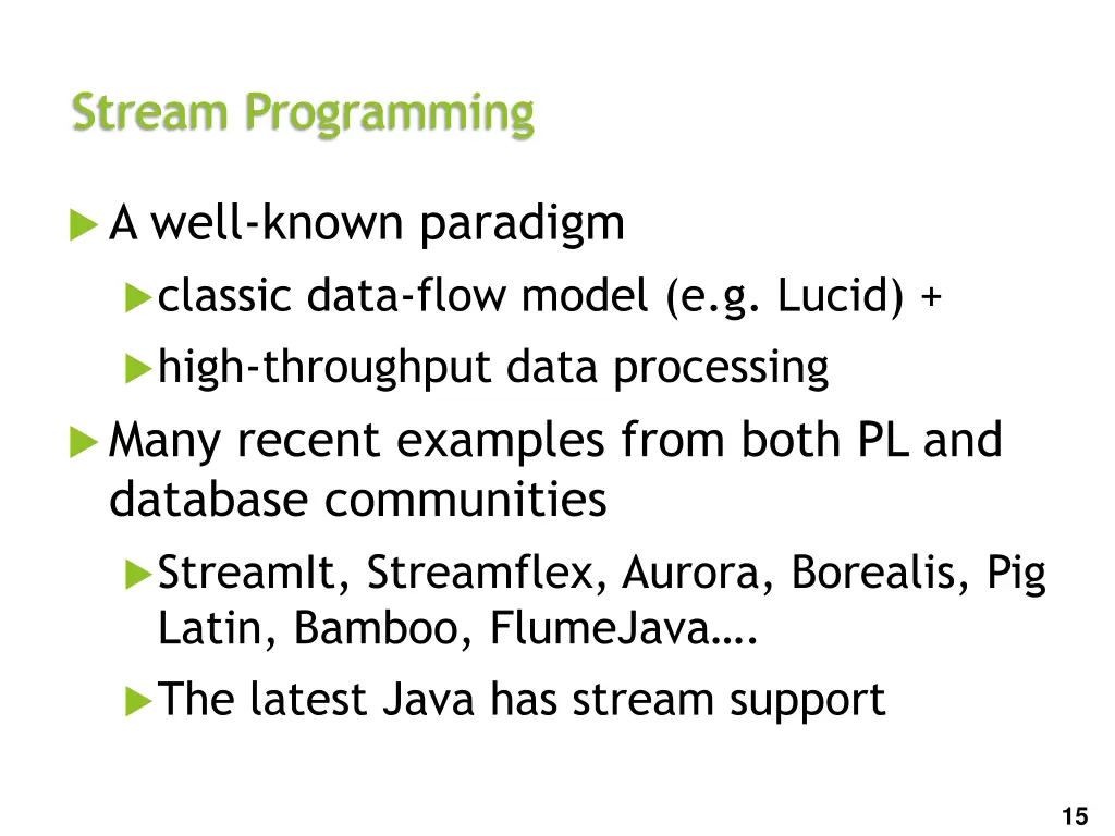 stream programming