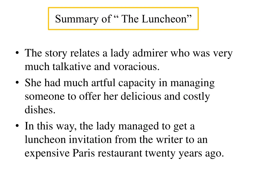 summary of the luncheon