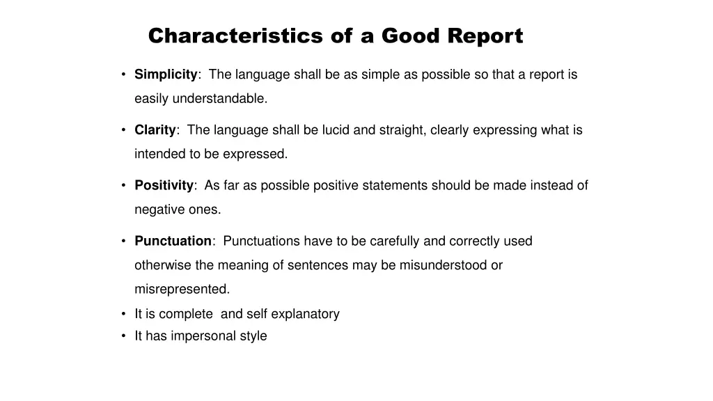 characteristics of a good report