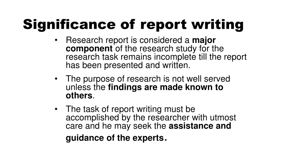 significance of report writing research report