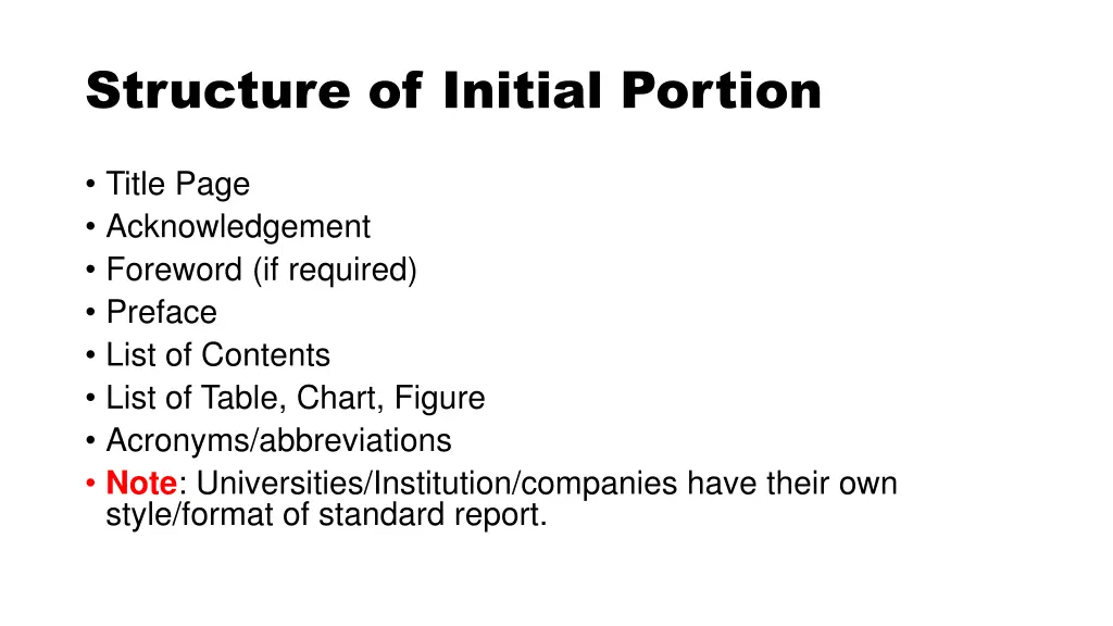 structure of initial portion