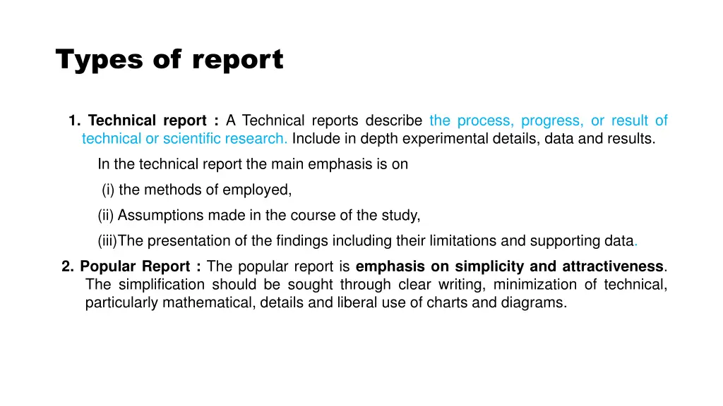 types of report