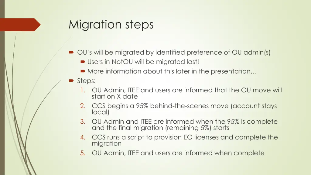 migration steps