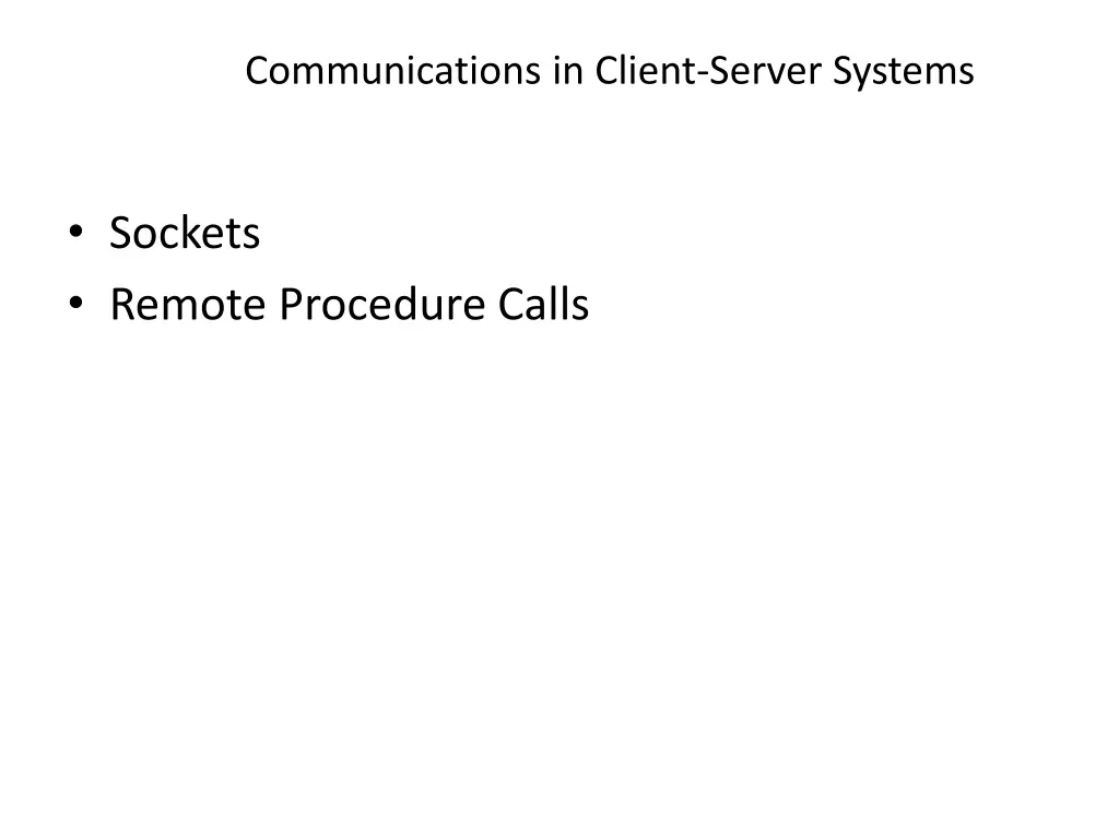 communications in client server systems