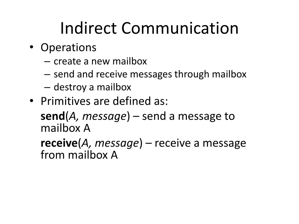 indirect communication operations create