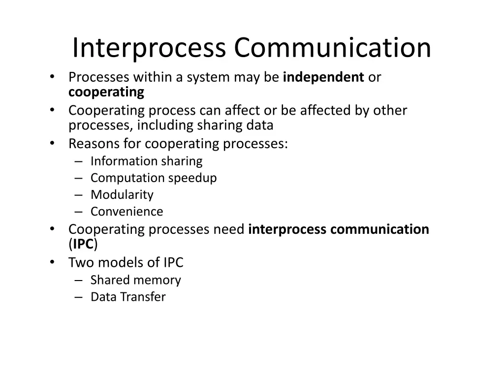 interprocess communication processes within