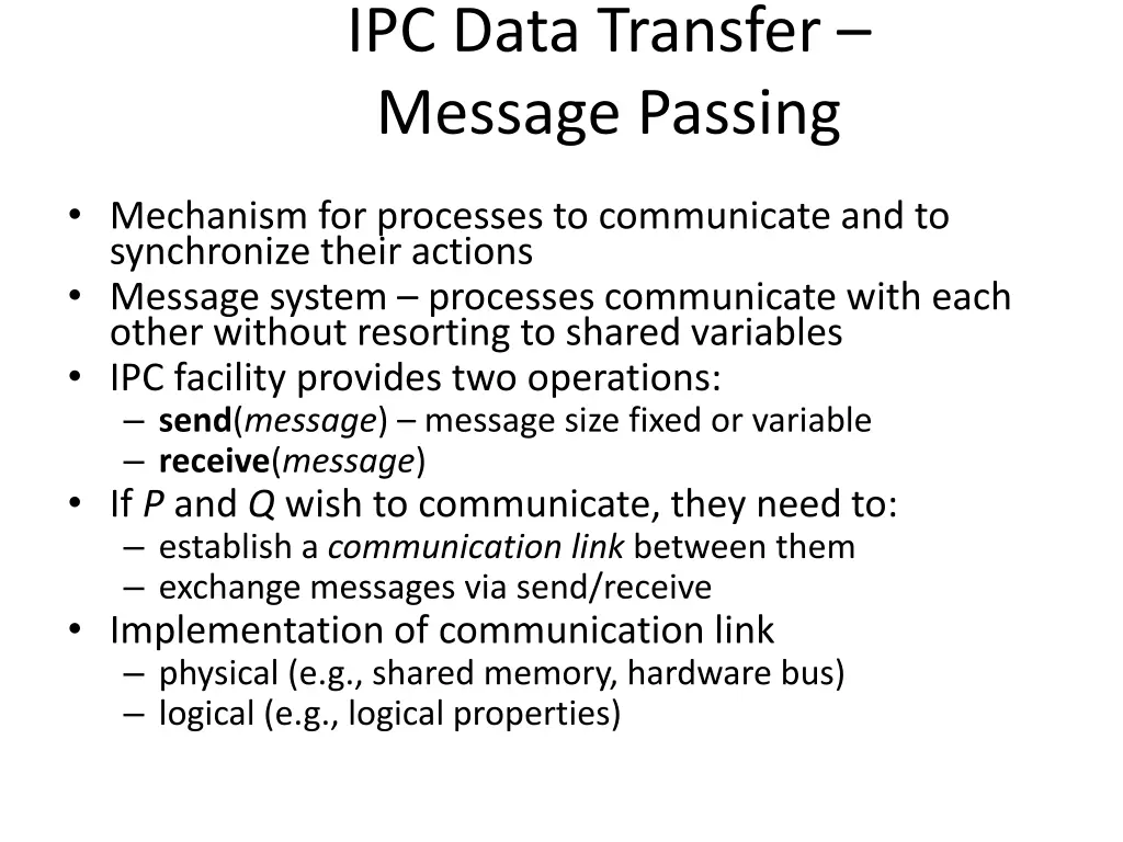 ipc data transfer message passing