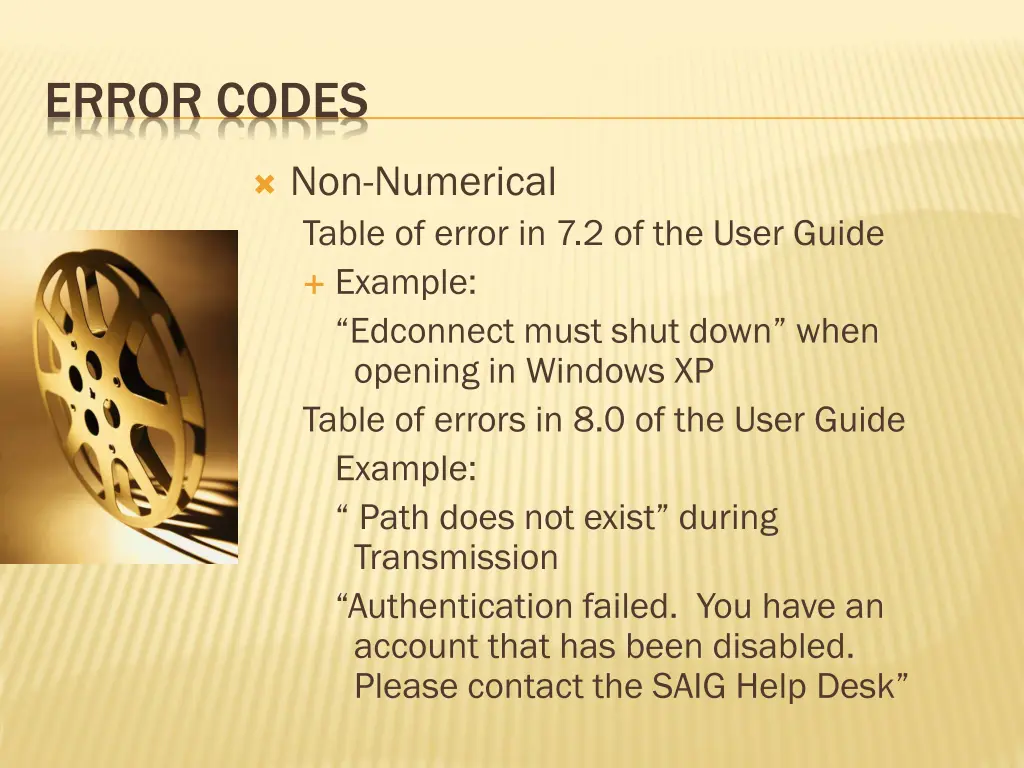 error codes 1